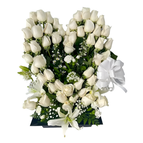 Amor Sincero Rosas Blancas Corazón - Flores 24 Horas Bogotá