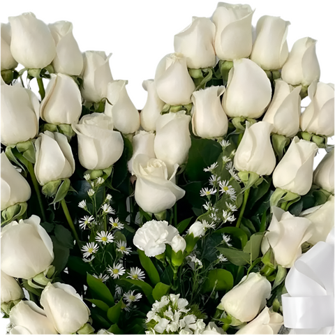 Amor Sincero Rosas Blancas Corazón - Flores 24 Horas Bogotá