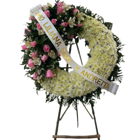 Corona Fúnebre con Rosas y Orquídeas Bogotá | Honrando