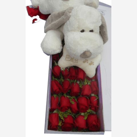 Rosas En Caja Y Peluche Para Regalar, Rosas En Caja, Flores En Caja, Regalo De Rosas Únicas y Especiales Para Cualquier Ocasión, Flores 24 Horas, Domicilio En Bogotá DC.