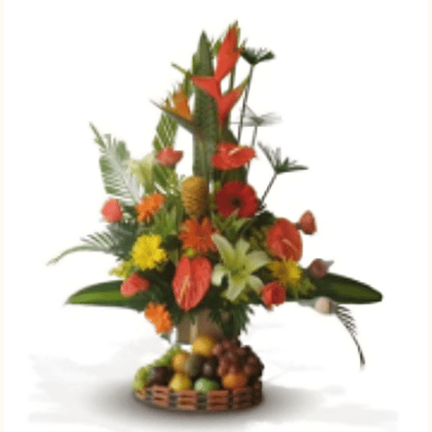 Arreglo De Flores Exóticas Y Frutas, Colombia, Frutas Silvestres, Arreglo Floral Acompañado De Frutas Frescas, Regalos Únicos, Domicilio Bogotá DC, Flores 24 Horas.