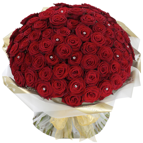 Rosas x100 Unidades, bouquet de rosas, ramo de rosas, regalo de flores para aniversario, regalo de rosas para romance, regalo de flores para san valentín, Floristería Flores 24 Horas