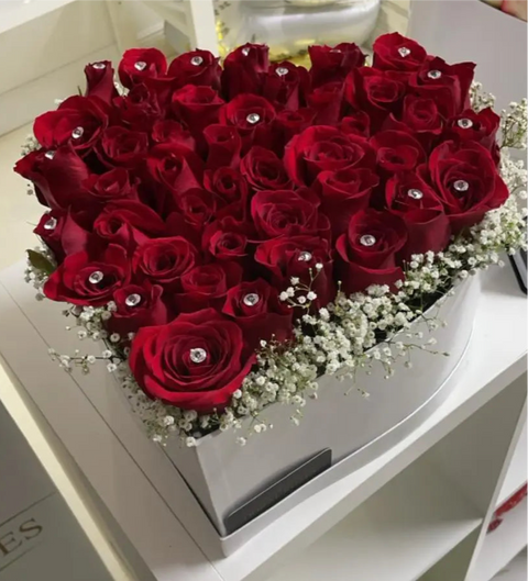 Caja Corazón Rosas Rojas