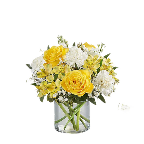 Bouquet rosas amarillas y alstroemerias en Bogotá con entrega 24 horas. Floristería con flores frescas. Arreglo alegre y brillante. ¡Ordena ya!