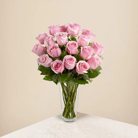 Rosas Rosadas Bouquet/Jarrón, flores para decoración de hogar con rosas rosadas, es un hermoso regalo para aniversario, regalo de flores para cumpleaños, flores para toda ocasión y decoración, Floristería Flores 24 Horas