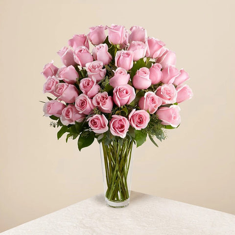 Rosas Rosadas Bouquet/Jarrón, flores para decoración de hogar con rosas rosadas, es un hermoso regalo para aniversario, regalo de flores para cumpleaños, flores para toda ocasión y decoración, Floristería Flores 24 Horas