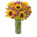 Girasoles Primavera, arreglo de flores con girasoles, rosas, astromelias - alstroemerias, es un regalo de flores para aniversario, regalo de flores para cumpleaños, regalo de flores para toda ocasión, Floristería Flores 24 Horas